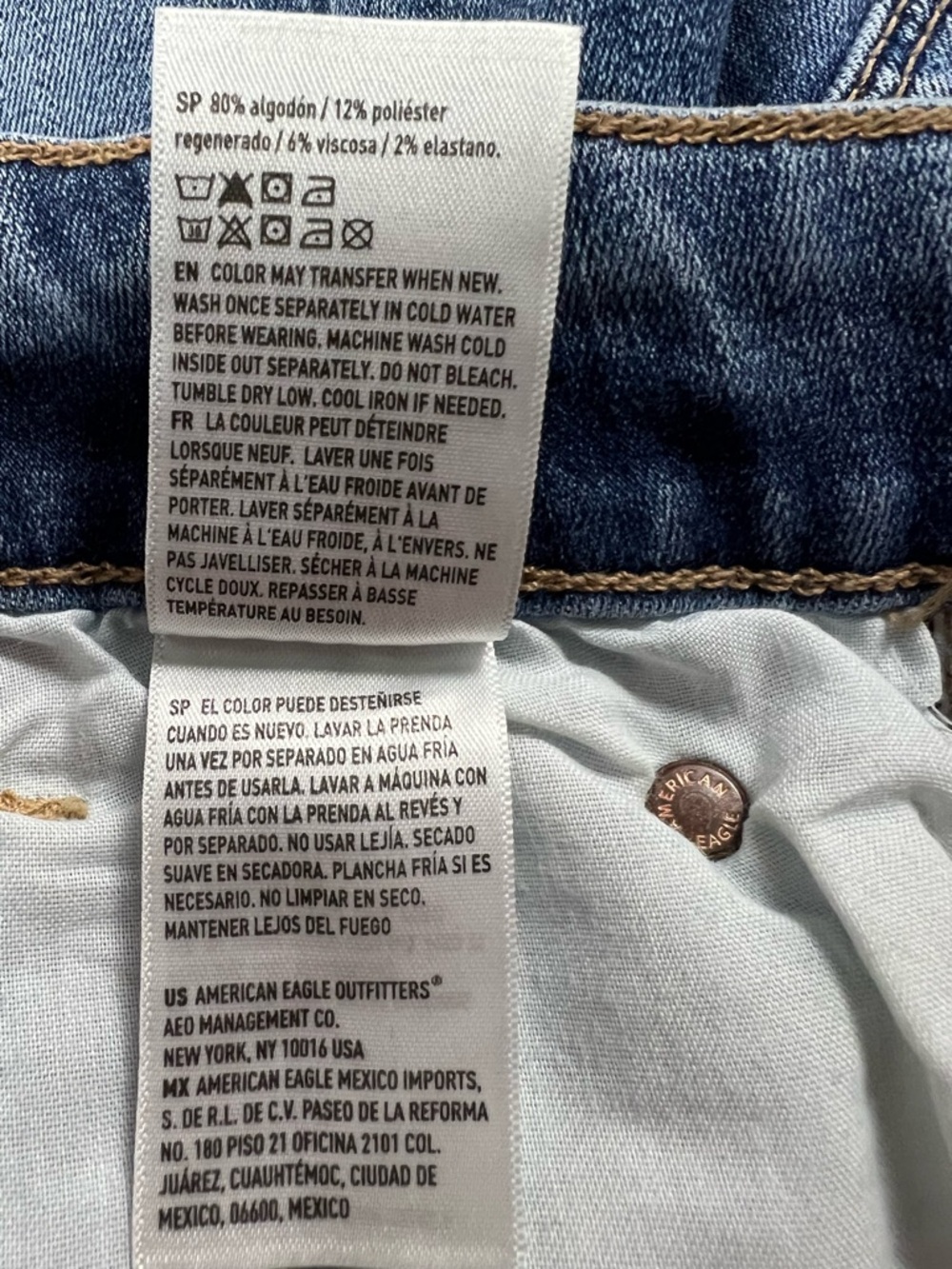 American Eagle Hi-Rise Mini Denim Skirt Size 6 Distressed Raw Hem - Picture 7 of 7